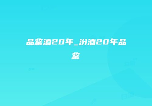 品鉴酒20年_汾酒20年品鉴