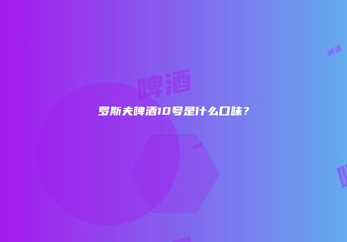 罗斯夫啤酒10号是什么口味？