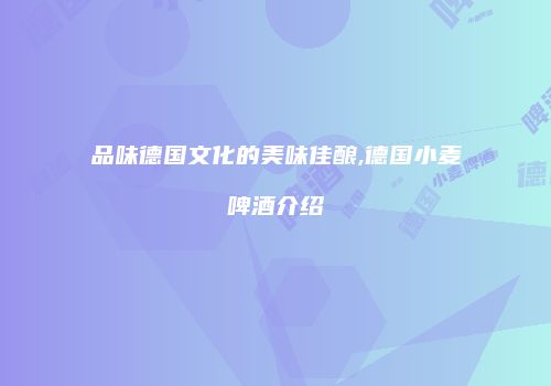 品味德国文化的美味佳酿,德国小麦啤酒介绍