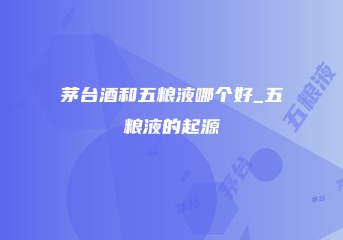 茅台酒和五粮液哪个好_五粮液的起源
