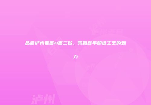 品尝泸州老窖U窖三钻，领略百年酿造工艺的魅力