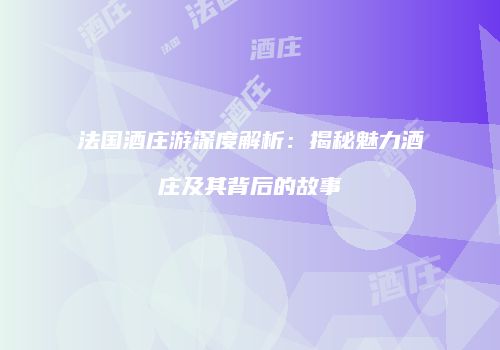 法国酒庄游深度解析：揭秘魅力酒庄及其背后的故事