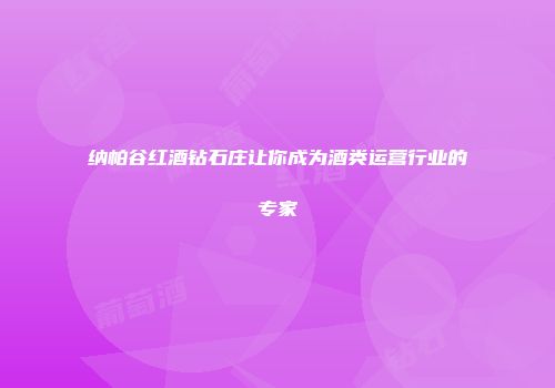纳帕谷红酒钻石庄让你成为酒类运营行业的专家