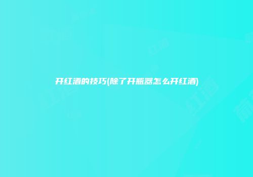 开红酒的技巧(除了开瓶器怎么开红酒)