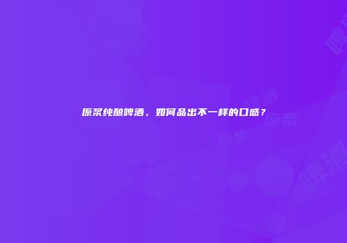 原浆纯酿啤酒，如何品出不一样的口感？