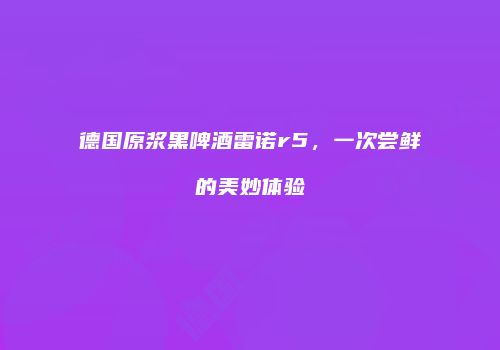 德国原浆黑啤酒雷诺r5，一次尝鲜的美妙体验