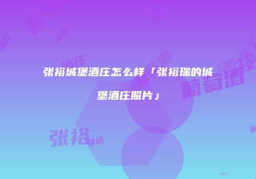 张裕城堡酒庄怎么样「张裕瑞的城堡酒庄照片」