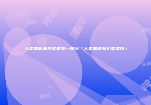 大麦黑啤和小麦黑啤一样吗「大麦黑啤和小麦黑啤」