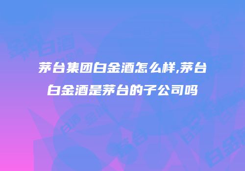 茅台集团白金酒怎么样,茅台白金酒是茅台的子公司吗