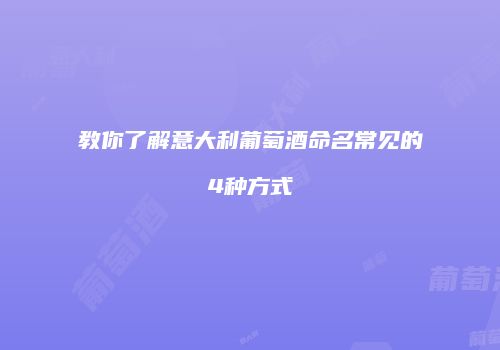 教你了解意大利葡萄酒命名常见的4种方式