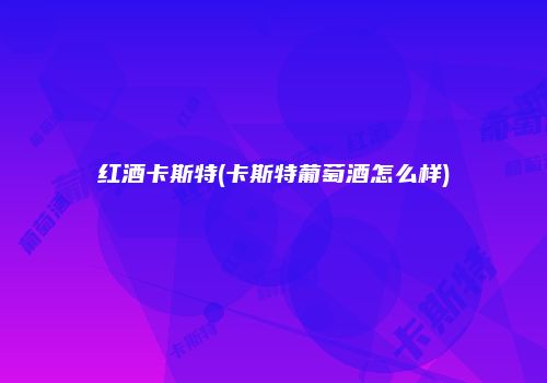 红酒卡斯特(卡斯特葡萄酒怎么样)