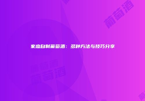 家庭自制葡萄酒：多种方法与技巧分享