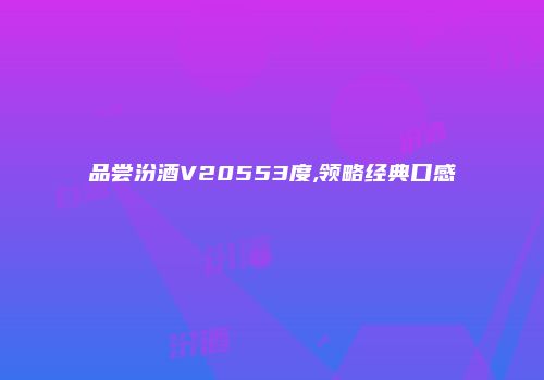 品尝汾酒V20553度,领略经典口感