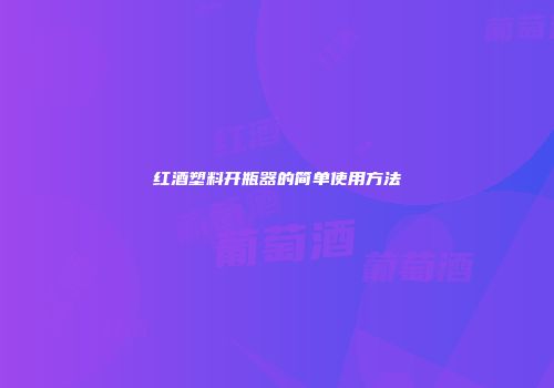 红酒塑料开瓶器的简单使用方法