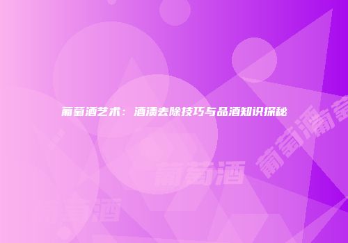 葡萄酒艺术：酒渍去除技巧与品酒知识探秘
