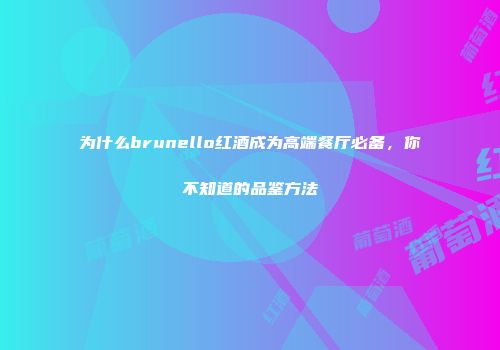 为什么brunello红酒成为高端餐厅必备，你不知道的品鉴方法