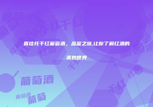 喜佳托干红葡萄酒，品鉴之旅,让你了解红酒的美妙世界