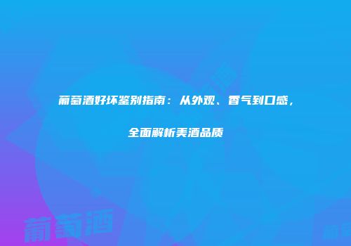 葡萄酒好坏鉴别指南：从外观、香气到口感，全面解析美酒品质