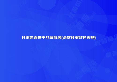 甘肃赤霞珠干红葡萄酒(品鉴甘肃特色美酒)