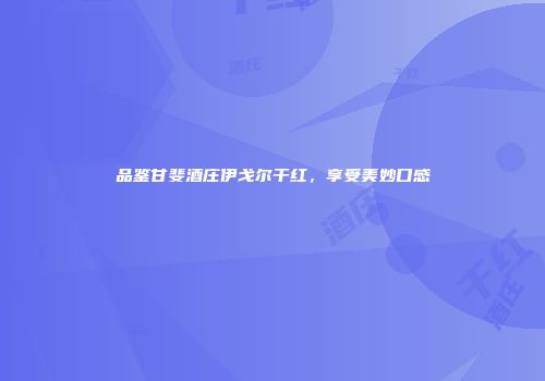 品鉴甘斐酒庄伊戈尔干红，享受美妙口感