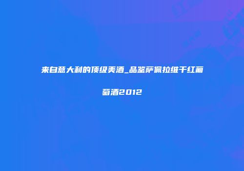 来自意大利的顶级美酒_品鉴萨佩拉维干红葡萄酒2012