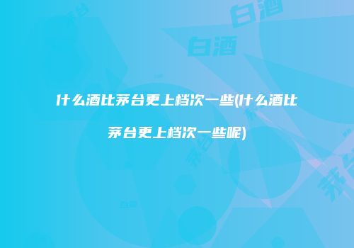 什么酒比茅台更上档次一些(什么酒比茅台更上档次一些呢)
