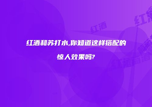 红酒和苏打水,你知道这样搭配的惊人效果吗?