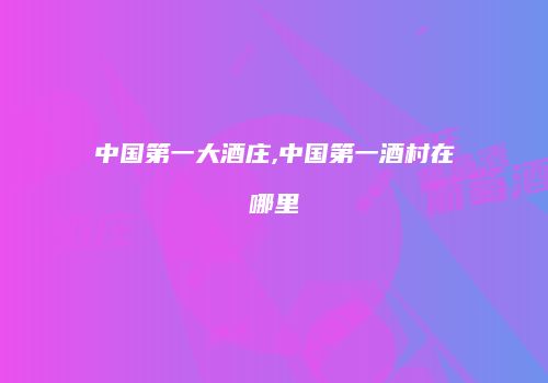 中国第一大酒庄,中国第一酒村在哪里