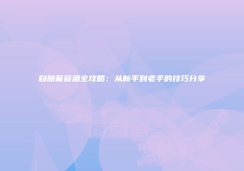 自酿葡萄酒全攻略：从新手到老手的技巧分享