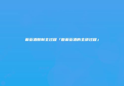 葡萄酒酿制全过程「做葡萄酒的全部过程」