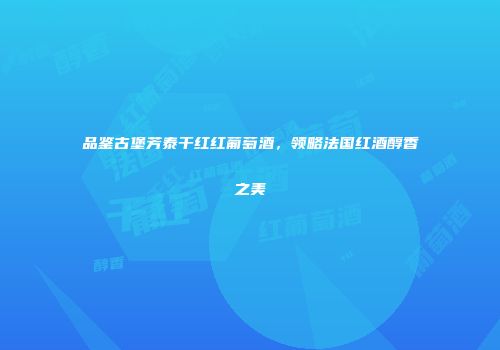 品鉴古堡芳泰干红红葡萄酒，领略法国红酒醇香之美