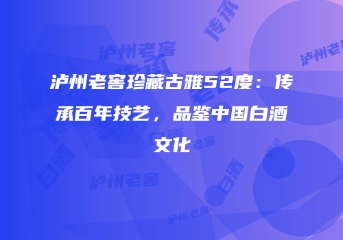 泸州老窖珍藏古雅52度：传承百年技艺，品鉴中国白酒文化