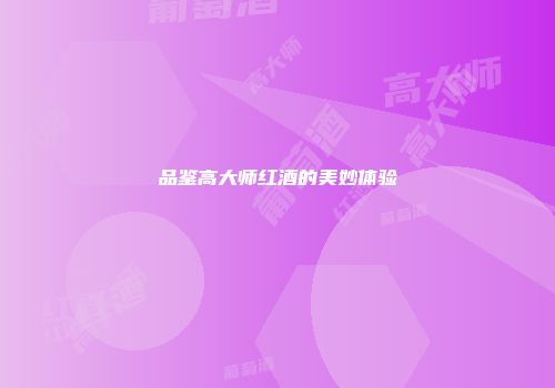 品鉴高大师红酒的美妙体验