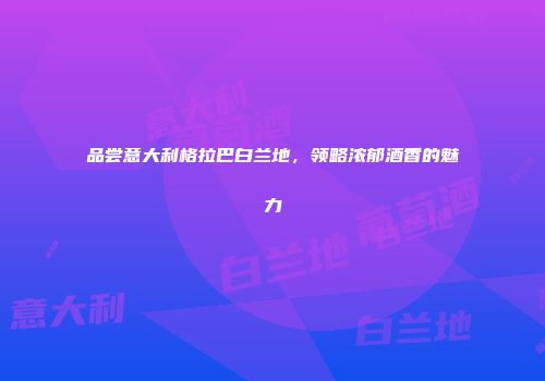 品尝意大利格拉巴白兰地，领略浓郁酒香的魅力