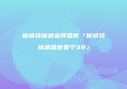 板城烧锅酒金牌盛世「板城烧锅酒盛世普宁38」
