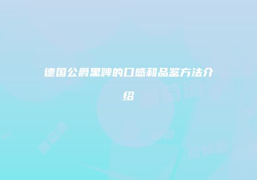 德国公爵黑啤的口感和品鉴方法介绍