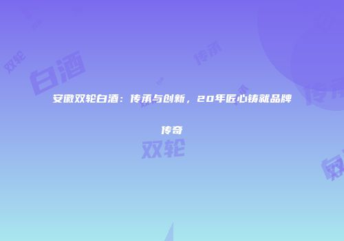 安徽双轮白酒：传承与创新，20年匠心铸就品牌传奇