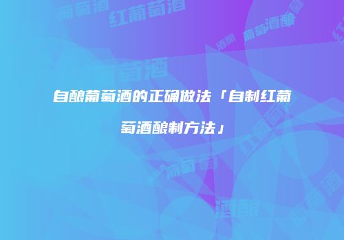 自酿葡萄酒的正确做法「自制红葡萄酒酿制方法」