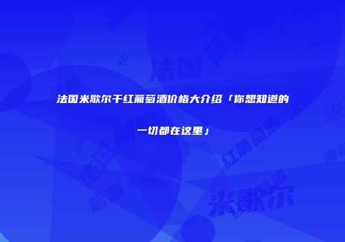 法国米歇尔干红葡萄酒价格大介绍「你想知道的一切都在这里」