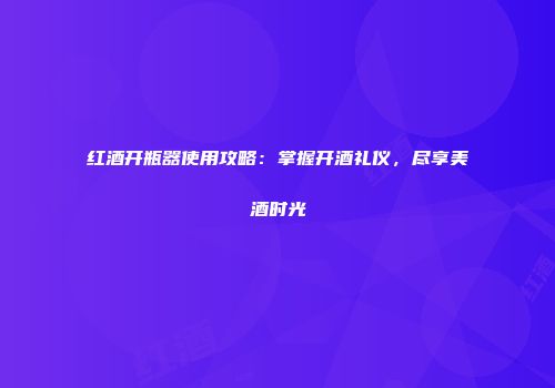 红酒开瓶器使用攻略：掌握开酒礼仪，尽享美酒时光
