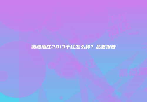 鹦鹉酒庄2013干红怎么样？品尝报告