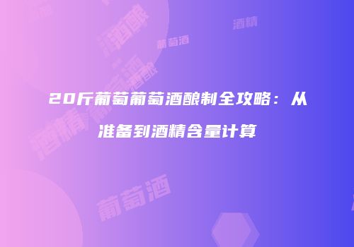 20斤葡萄葡萄酒酿制全攻略：从准备到酒精含量计算