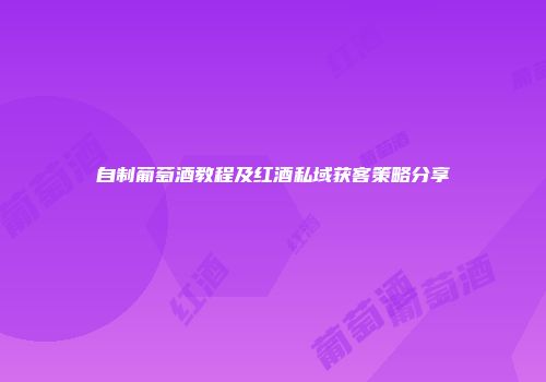 自制葡萄酒教程及红酒私域获客策略分享