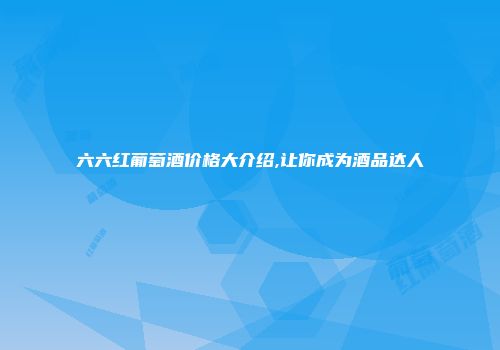 六六红葡萄酒价格大介绍,让你成为酒品达人