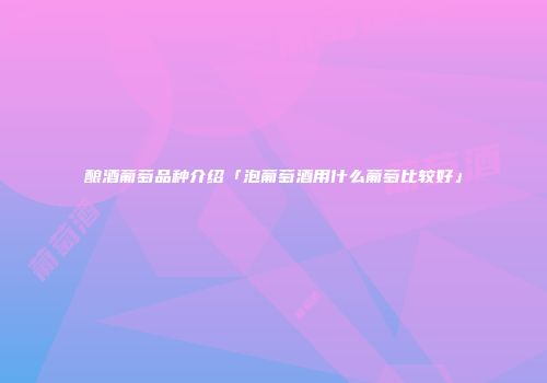 酿酒葡萄品种介绍「泡葡萄酒用什么葡萄比较好」