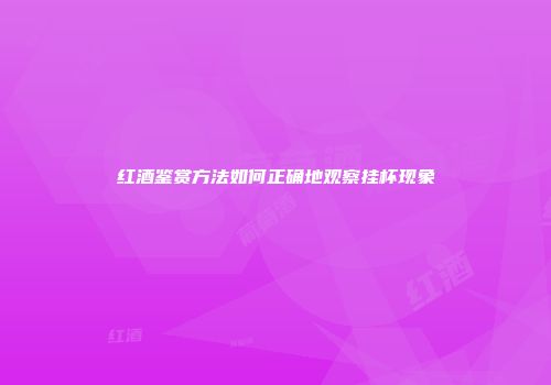红酒鉴赏方法如何正确地观察挂杯现象