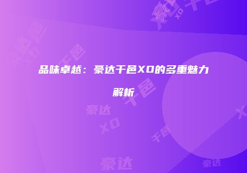 品味卓越：豪达干邑XO的多重魅力解析