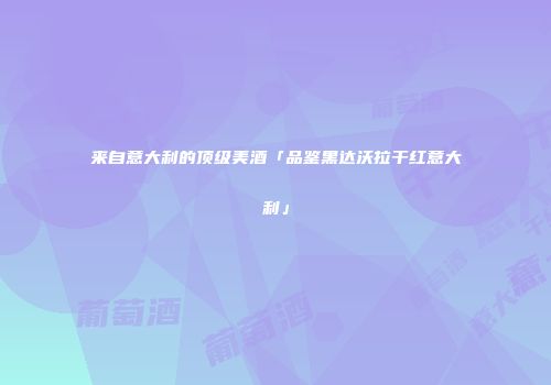 来自意大利的顶级美酒「品鉴黑达沃拉干红意大利」