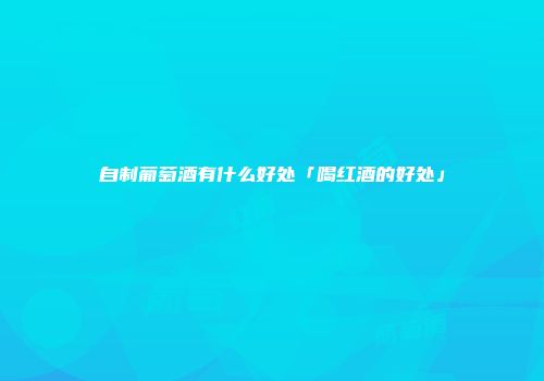 自制葡萄酒有什么好处「喝红酒的好处」