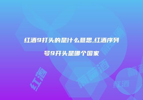 红酒9打头的是什么意思,红酒序列号9开头是哪个国家